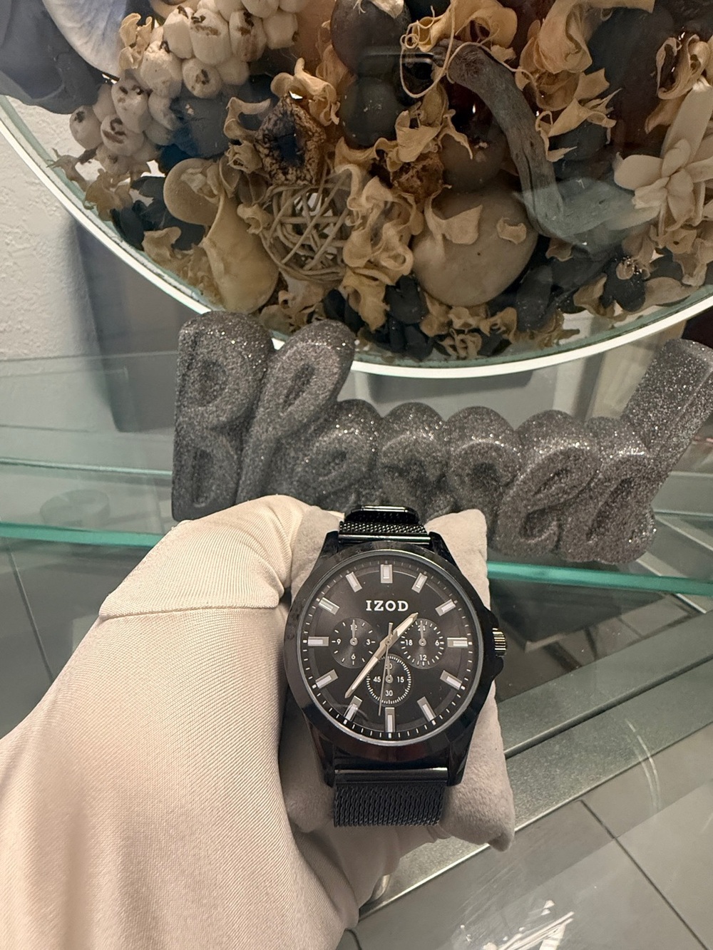 Izod Black Men's Mesh Strap Chronograph Watch